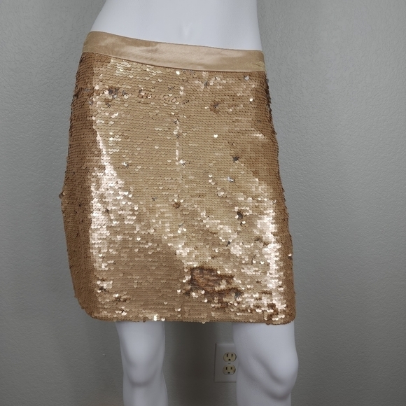 Candela Gold Sequin A- line Skirt Size M - Picture 1 of 9